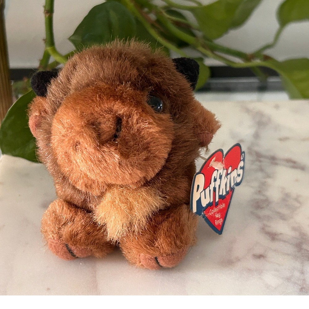 Vintage 1997 Puffkins Biff Buffalo Plush Keychain Swibco Brown Bison 6628-K